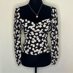 Reformation Reign Daisy Chain long sleeve ruched top - Size 6